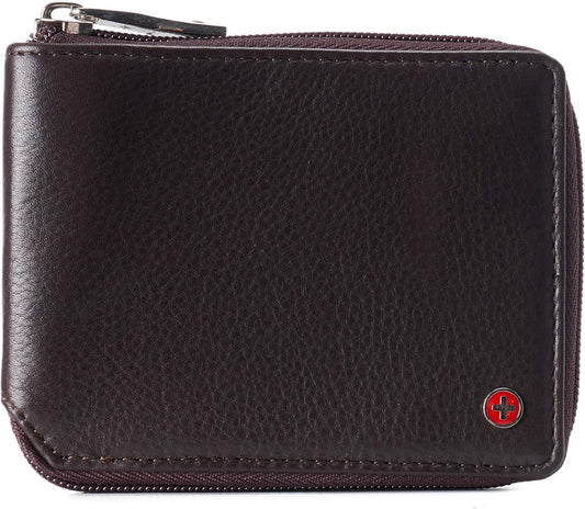 Alpine Swiss Logan Zipper Bifold Wallet with RFID Protection