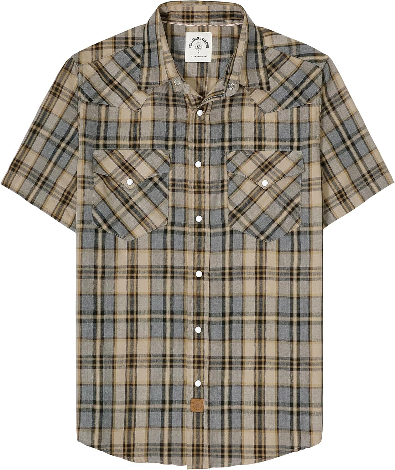 Stylish Mens Short Sleeve Western Cowboy Plaid Snap Shirts