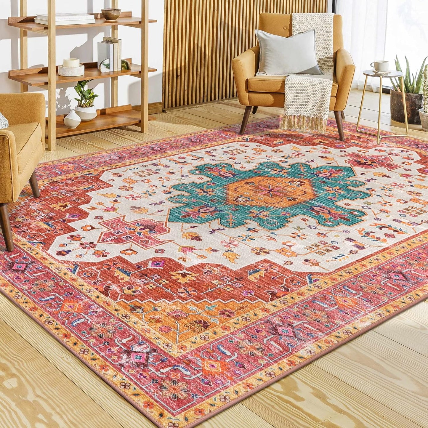 Moynesa Ultra-Thin Pink Area Rug - Vintage Design for Any Room