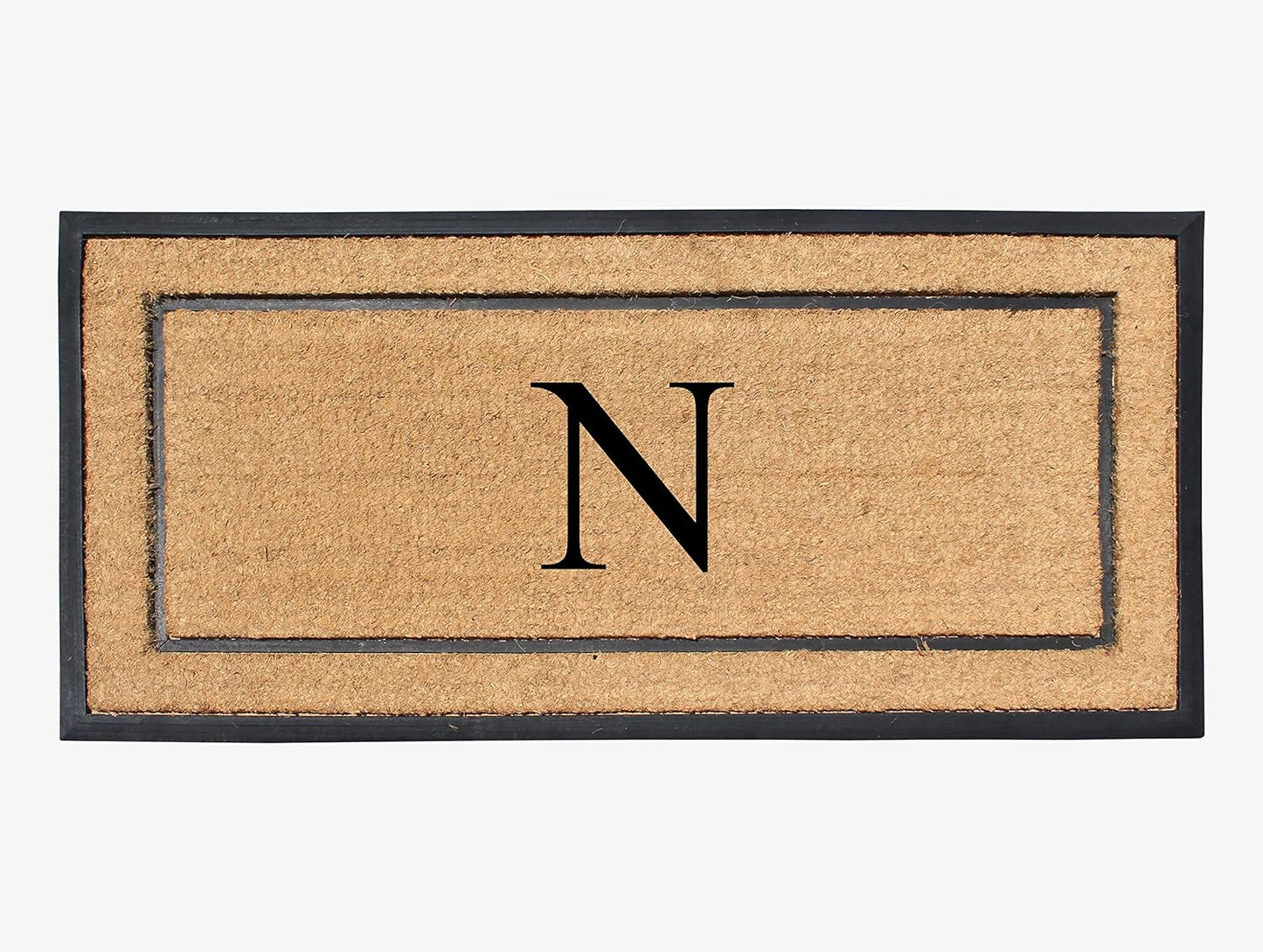 Natural Coir & Rubber Large Monogrammed Doormat for Entryways