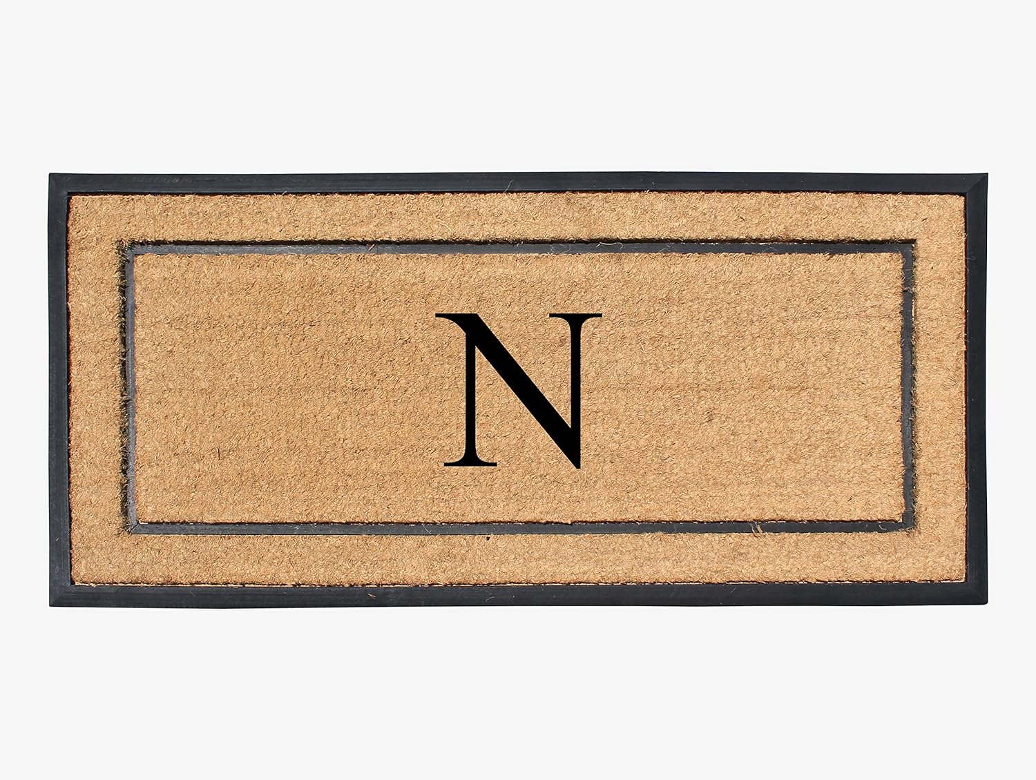 Natural Coir & Rubber Large Monogrammed Doormat for Entryways