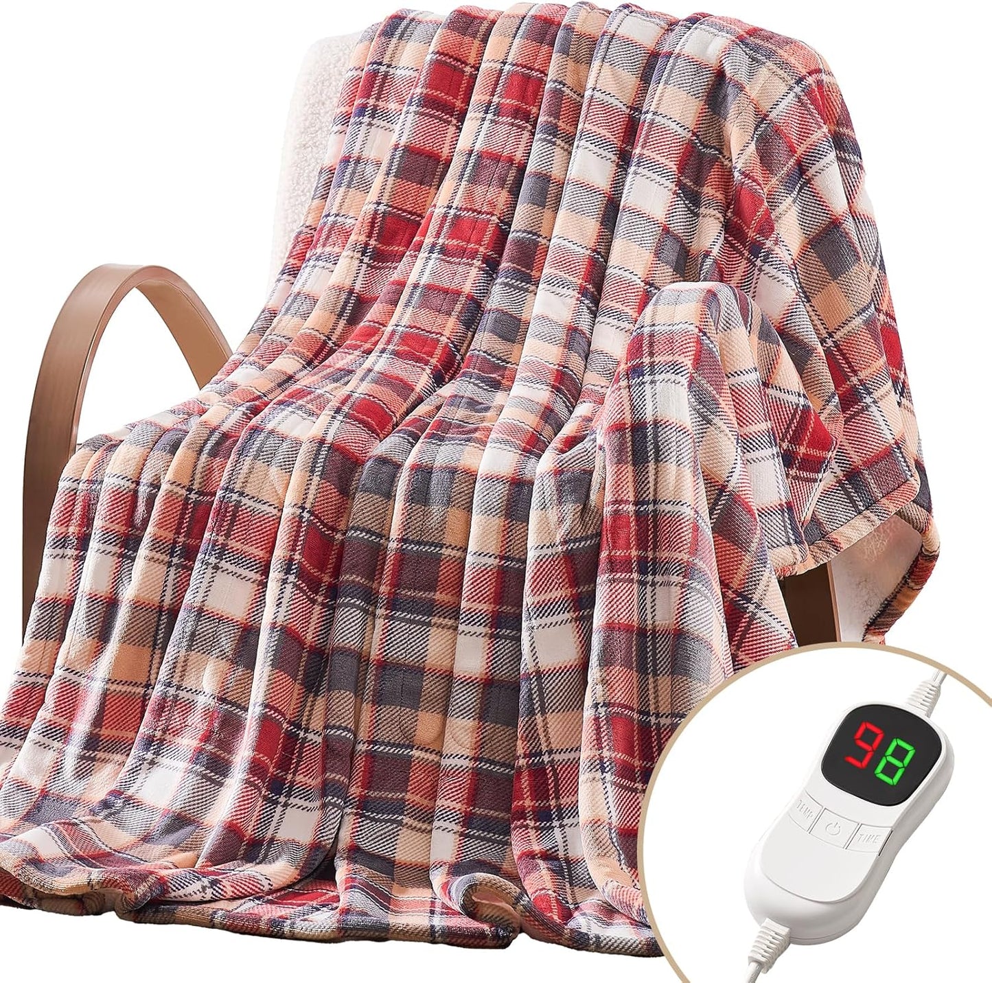 Homemate Electric Blanket Heated Throw - Ultra Soft Cozy Flannel