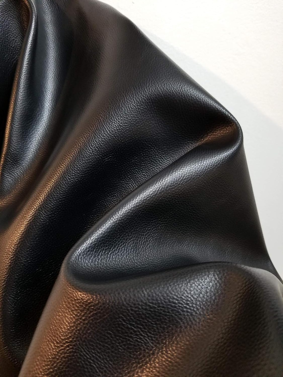 Black Pebbled Soft Vegan PU Leather by the Yard for Upholstery