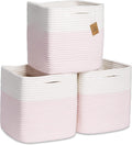 Storage Cubes 11 in Cotton Rope Woven Baskets 3-Pack - Foldable Cube
