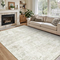 Washable Area Rug 8ftx10ft Beige - Abstract, Machine Washable Comfort