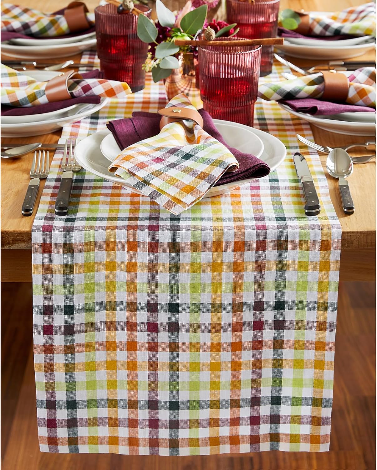 Gingham Check Table Runner 14 x 90 Inch for Stylish Dining