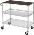 Finnhomy 3 Tier Heavy Duty Utility Cart with Wood Top - 600 lb