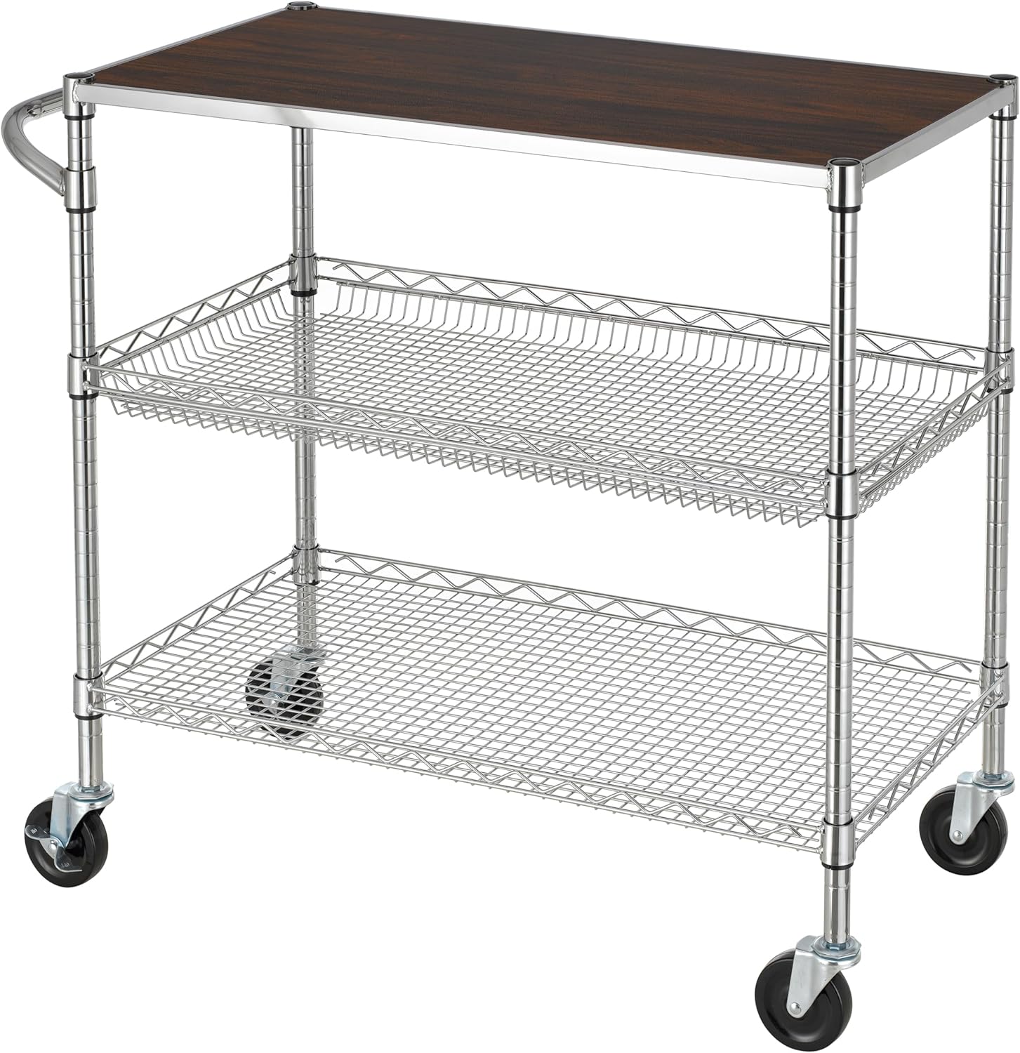 Finnhomy 3 Tier Heavy Duty Utility Cart with Wood Top and Wheels