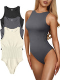 Women's Ribbed Halter Neck Bodysuit - Flattering One-Piece Leotard