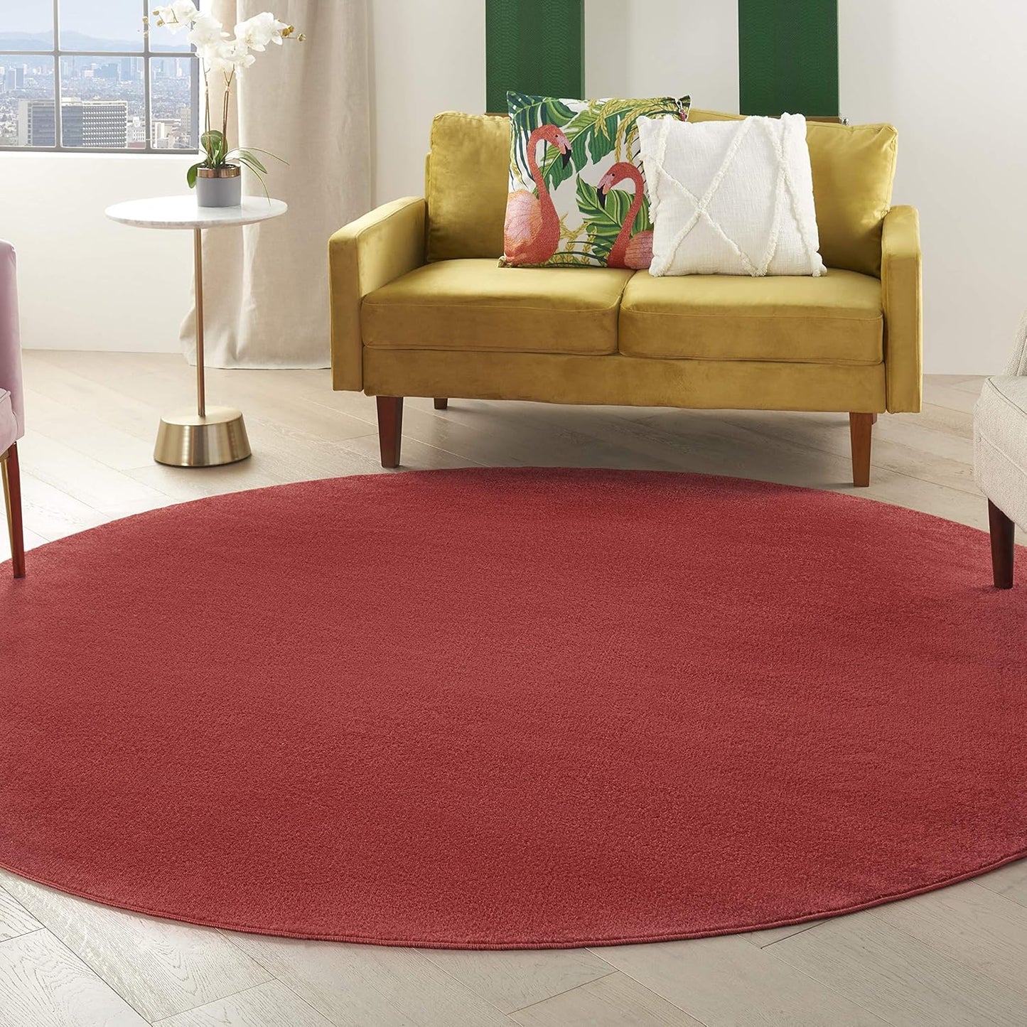 Nourison Essentials Indoor/Outdoor Brick Red 8ft Round Area Rug