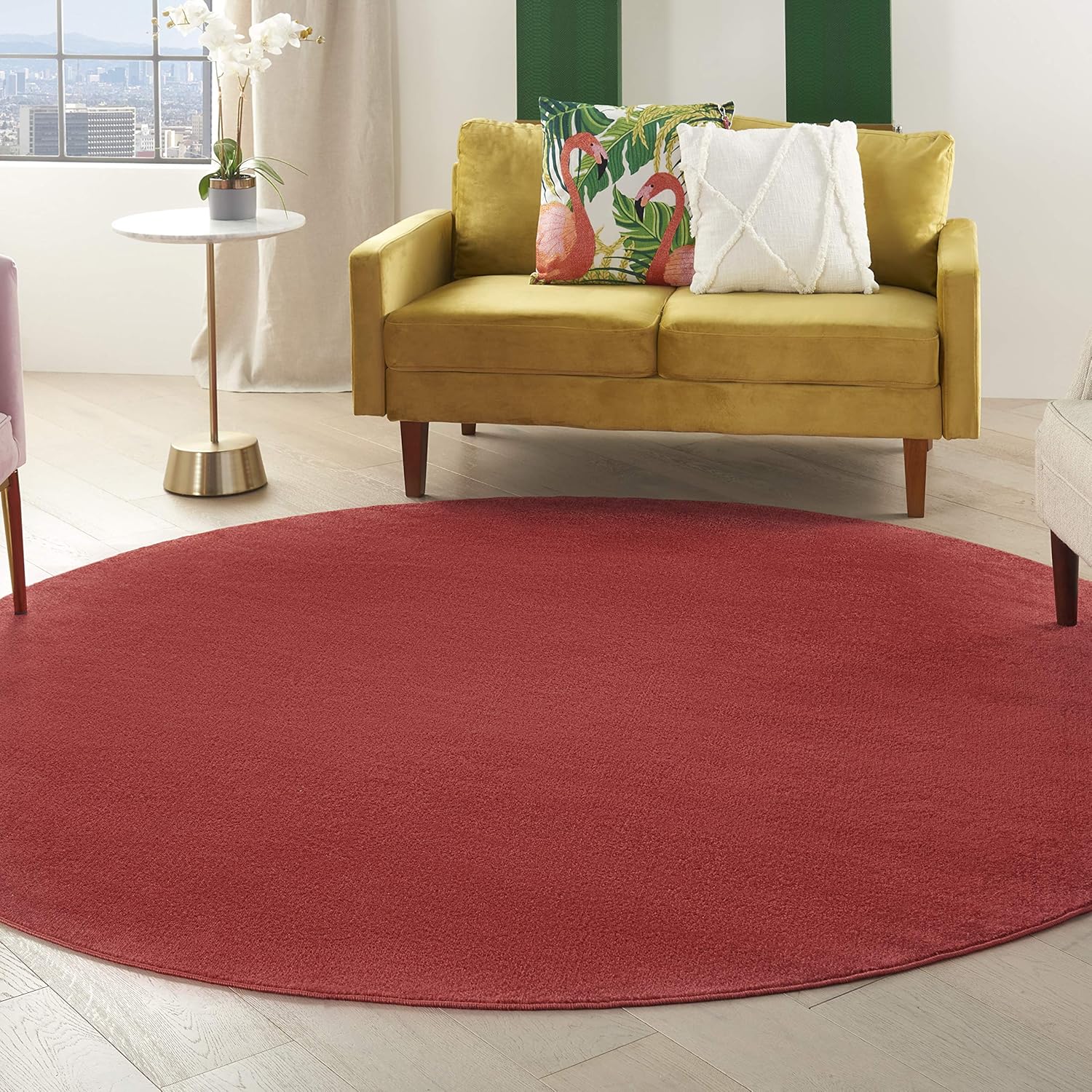 Nourison Essentials Indoor/Outdoor Brick Red 8ft Round Area Rug