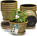 10-Inch Whiskey Barrel Planters Pack of 10 - Lightweight Plastic Pots