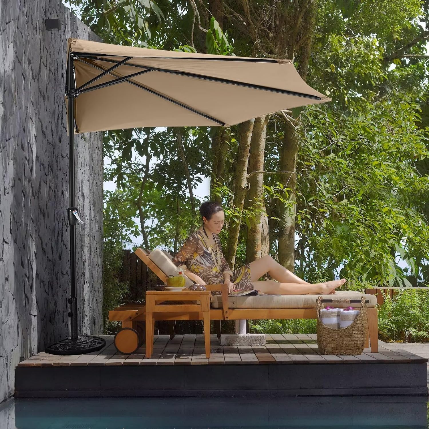 9 Feet Half Round Patio Umbrella for Outdoor Spaces