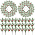 96 Pcs Christmas Picks and Sprays - Snowy Pine Cone & Red Berry Stems