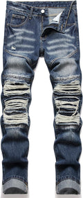 RXXKKK Men Classic Zipper Biker Regular Fit Flex Jean - Regular Fit