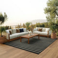 Positano Indoor/Outdoor Black Ivory 8 ft x 10 ft Rug - Coastal Style