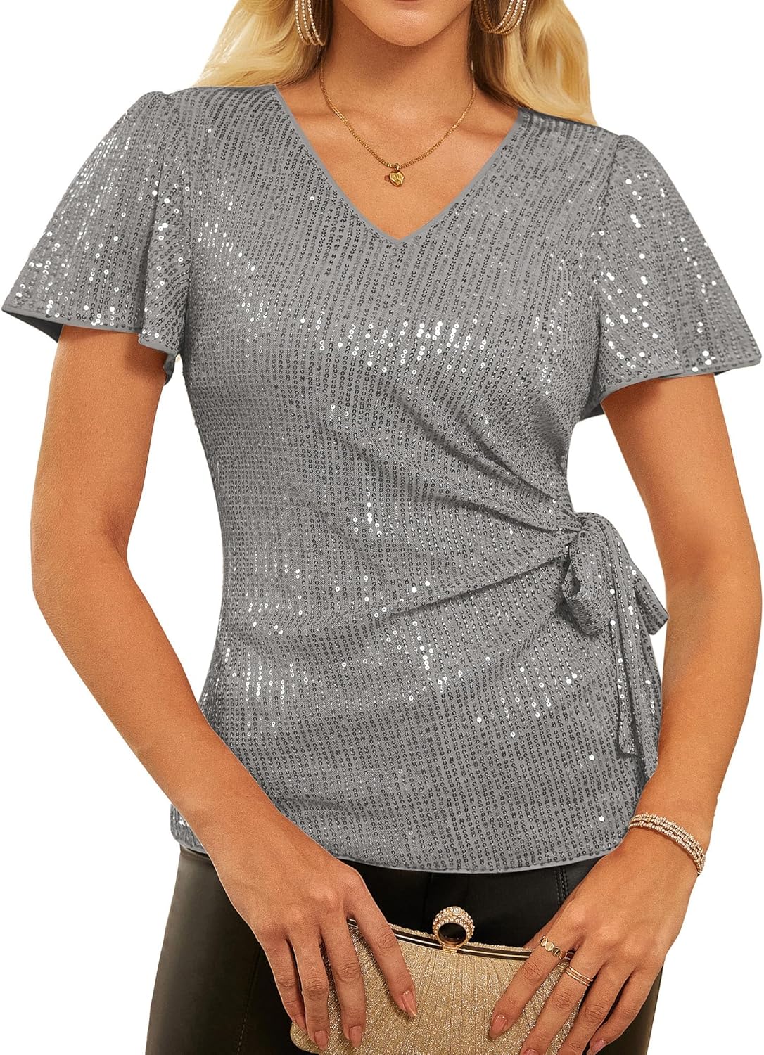 GRACE KARIN Womens Sequin Tops for Sparkly Party Outfits