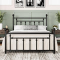 14 in Queen Metal Platform Bed Frame with Victorian Headboard - Black