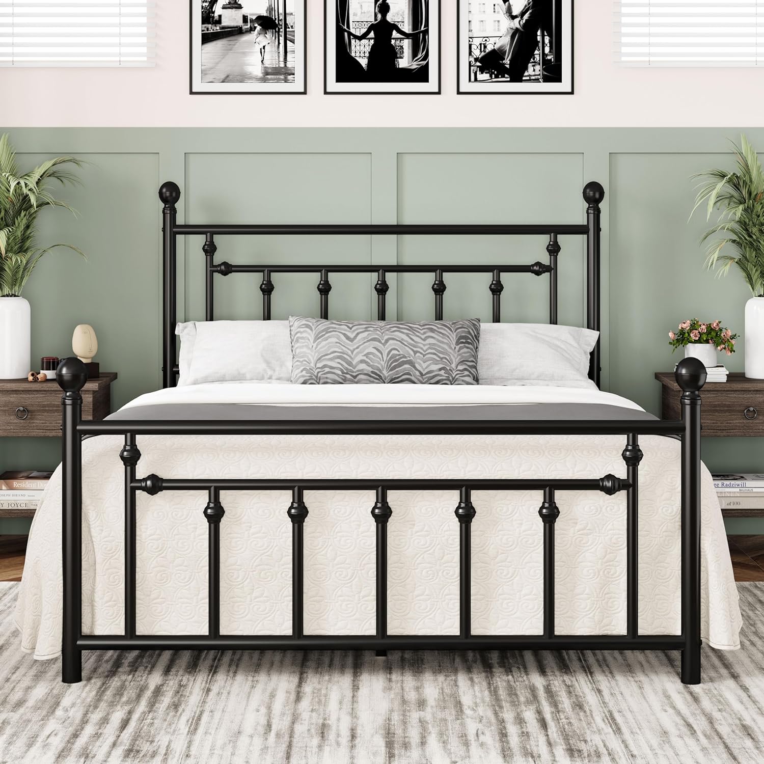 Allewie 14 Inch Queen Size Metal Platform Bed Frame for Comfort