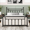 Full Size Metal Platform Bed Frame with Victorian Headboard - Black