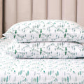 Twin XL Green Pine Turkish Cotton Flannel Sheet Set - Cozy Holiday