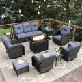 10 Pieces Patio Furniture Set with Fire Pit Table - Comfort