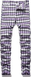 Plaid Pants for Men - Skinny Stretch Dress Chinos for Business Casual