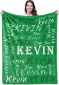 Personalized Green Theme Soft Flannel Fleece Throw Blanket with Name