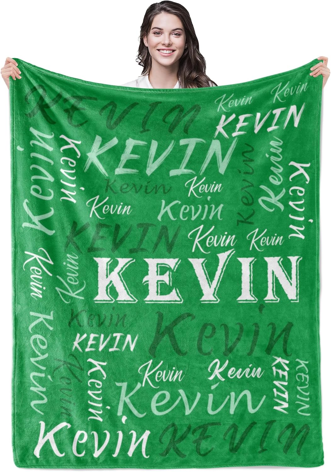 Personalized Green Theme Soft Flannel Fleece Throw Blanket Gift