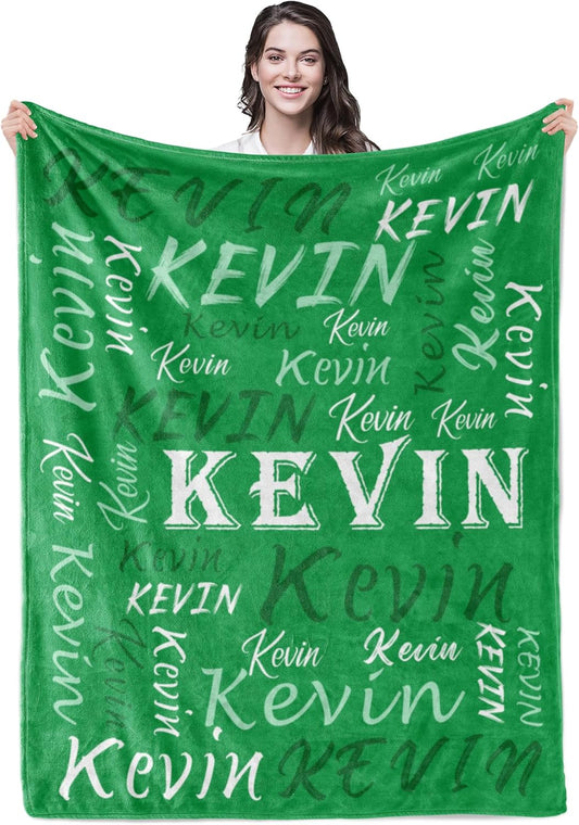 Personalized Green Theme Soft Flannel Fleece Throw Blanket Gift