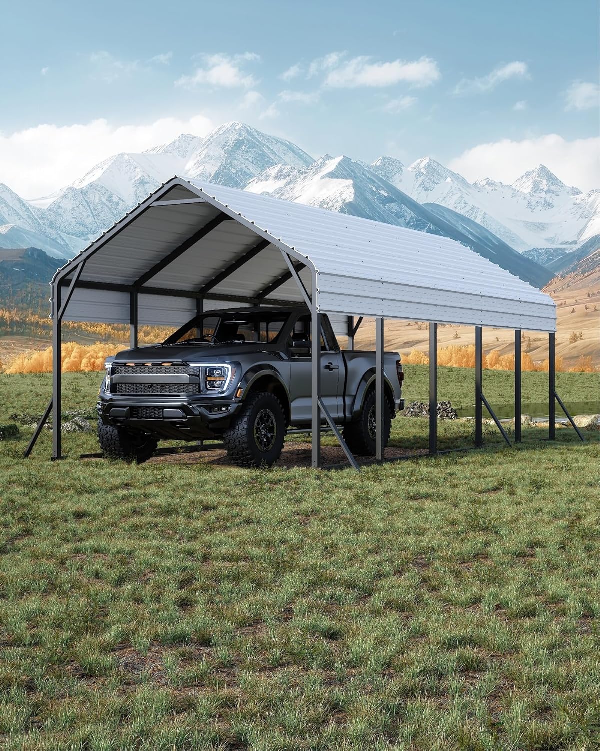 Oversized Metal Carport for Full-Size Trucks and Boats