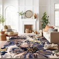 Cream Bright Flowers Area Rug 12 ft x 15 ft - Vibrant Floral Elegance