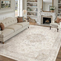 Beige Area Rug 7x10 by PureCozy: Vintage Charm & Comfort
