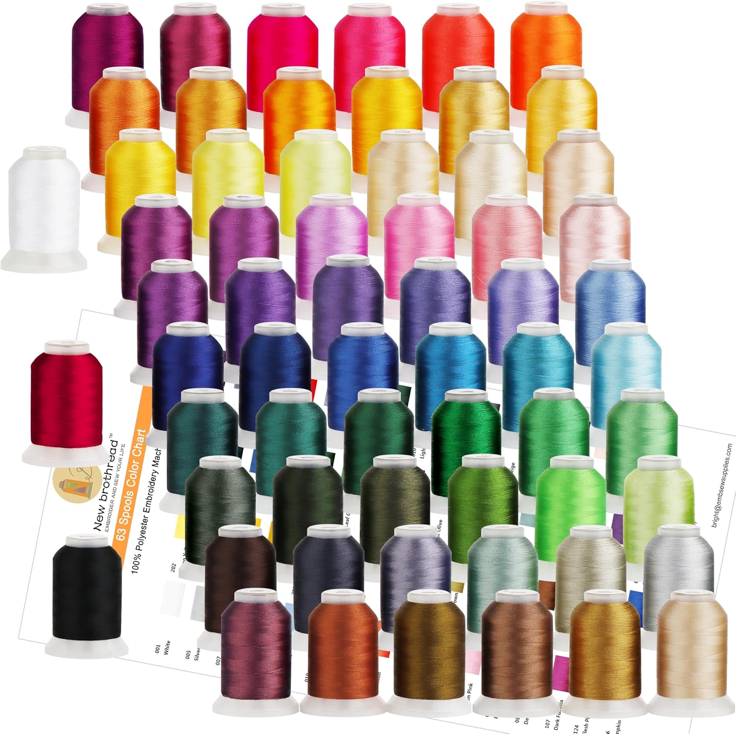 63 Colors Polyester Embroidery Thread Set