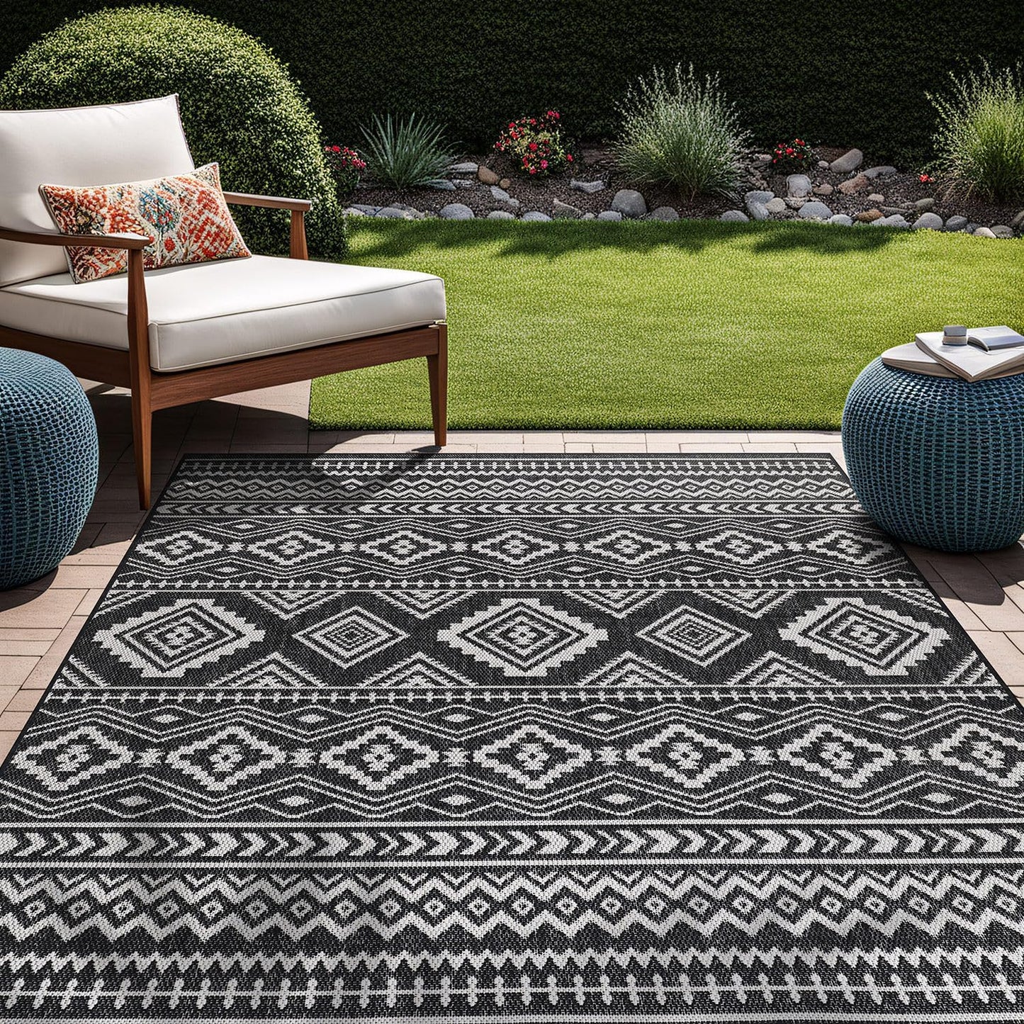 Beverly Rug Waikiki Boho Indoor Outdoor Rug 5x7 for Versatile Use