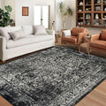 vivorug 6x9 Area Rugs Stain Resistant Washable Rug - Vintage Black