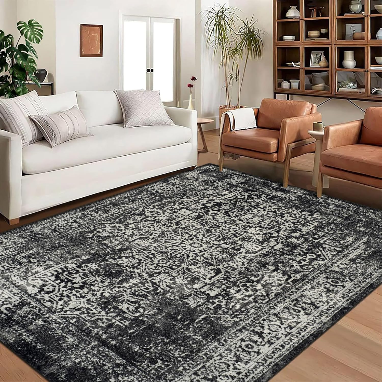 Vivorug 6x9 Area Rugs for Living Room, Vintage Black and White