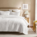 White Queen Size Quilt Set Muslin Cotton Shell - All-Season Comfort