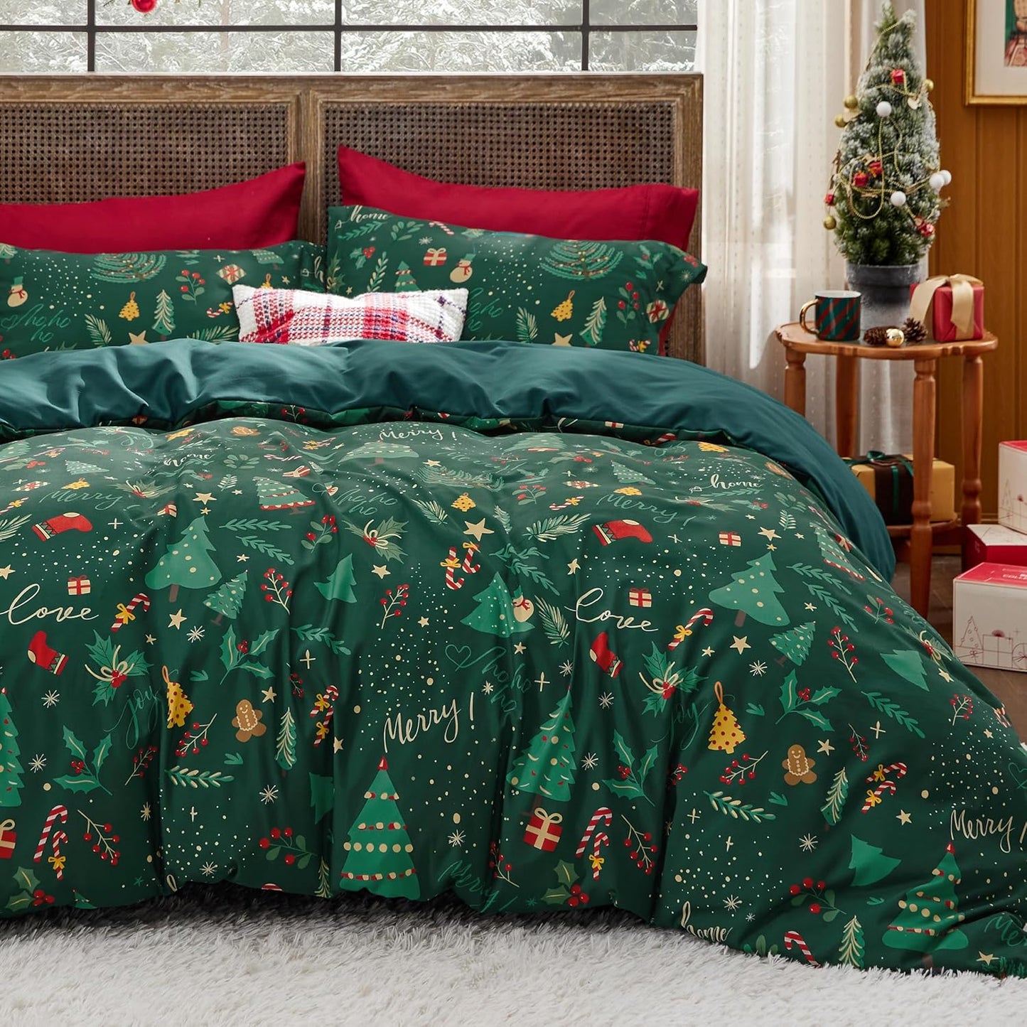 Bedsure King Size Christmas Duvet Cover Set for Holiday Cheer