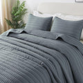 Blue King Size Quilt Bedding Set with 2 Pillow Shams - Lightweight