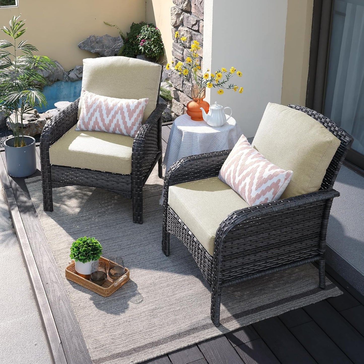 ovios 2 Pieces Patio Furniture Set for Outdoor Comfort