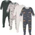 Gerber Baby-Boys 4-Pack Footed Pajamas - Cozy Snug Fit Set