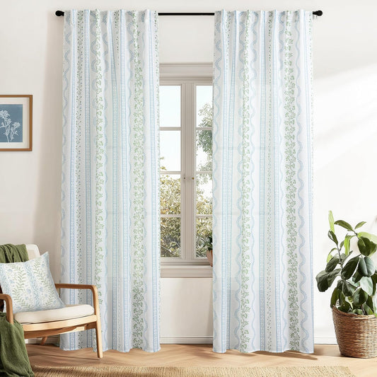 Vintage Boho Floral Nursery Curtains for Kids Bedroom 90 Inch