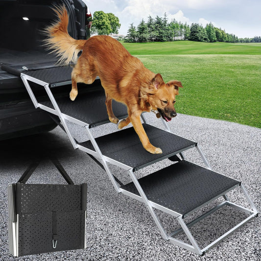 DGSL Extra Wide 4-Step Dog Ramp for Easy Access to Vehicles