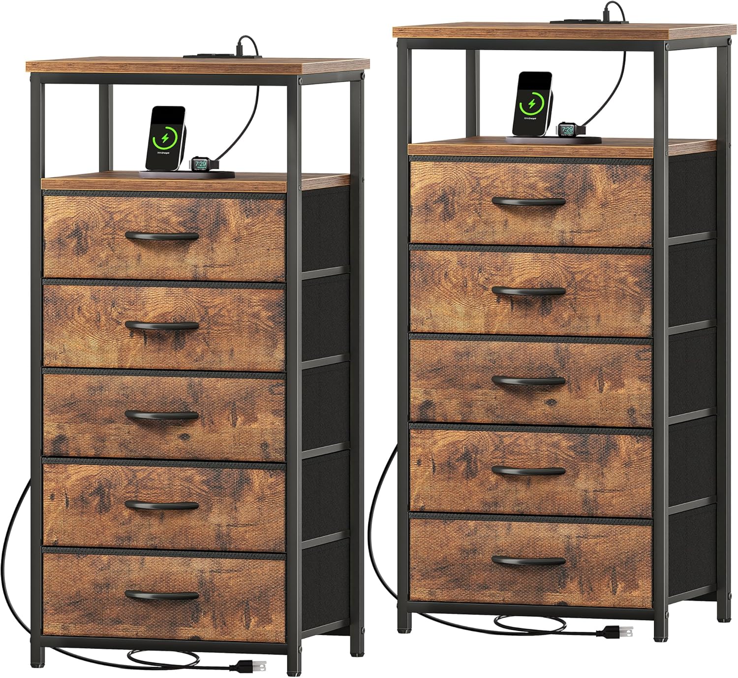Huuger 5 Drawers Dresser with Charging Station for Bedroom