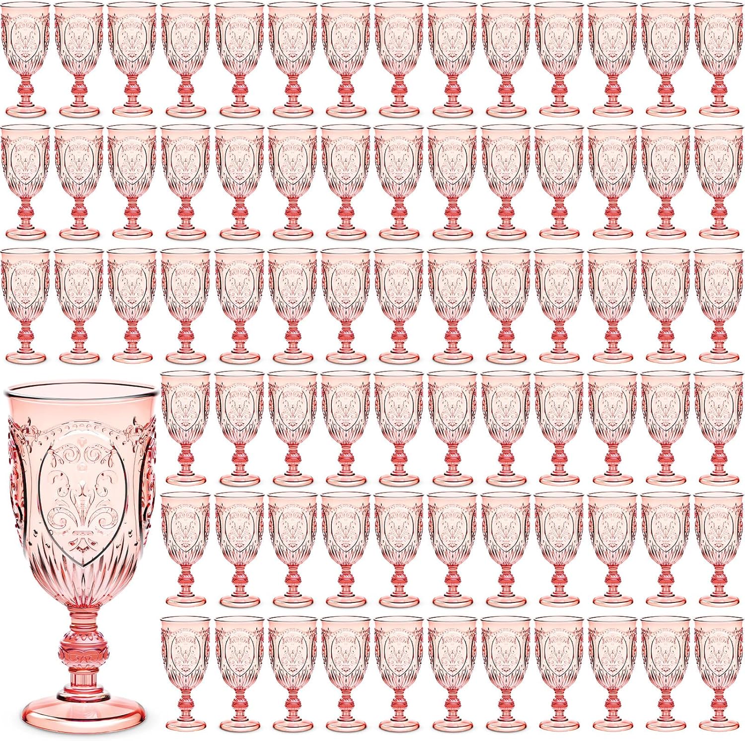 100 Pcs Vintage Plastic Goblets for Weddings and Parties