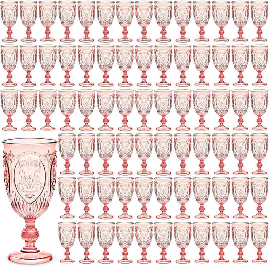 100 Pcs Vintage Plastic Goblets for Weddings and Parties
