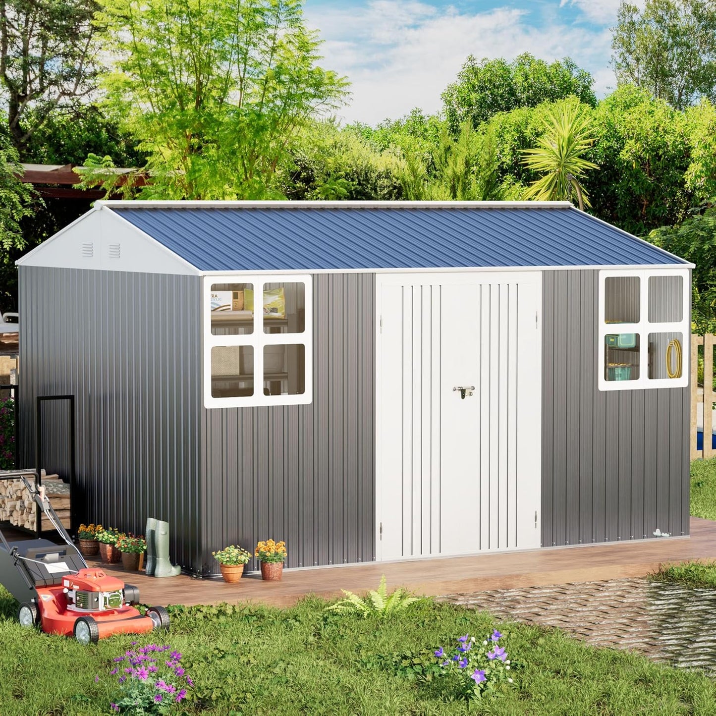 WACASA Metal Shed 12x10 FT Outdoor Storage Solution