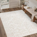 HUGEAR Vintage Floral Medallion Rug - 5x7 ft Washable Non-Slip Low Pile