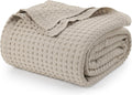 Utopia Bedding Khaki 100% Cotton Waffle Blanket 300 GSM - All-Season